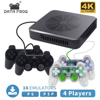 DataFrog WiFi Downloadable 4K Video Game Console For PS1/PSP Retro Game Built-in 150 3D Games+3400 Games Support 4 Player