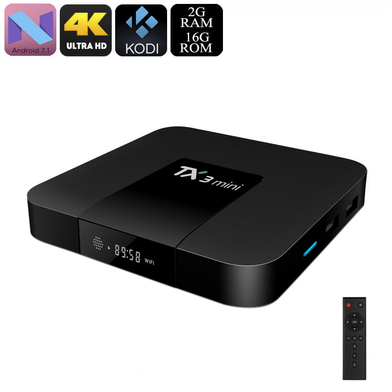 Tanix TX3 Mini TV Box - Android 7.1, Quad-Core, WiFi, 4K Support, Google Play, Kodi TV, DLNA, 2GB RAM