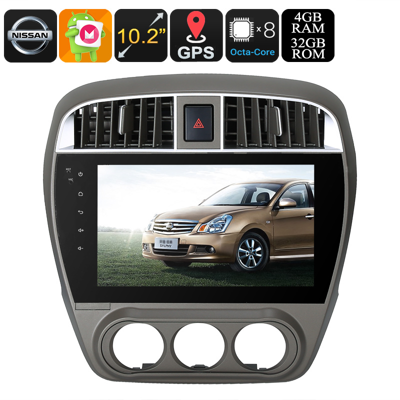 One DIN Android Media Player - Android 9.0.1, 10.2 Inch, For Nissan Cars, WiFi, CAN BUS, Octa-Core, 4GB RAM, GPS, HD Display