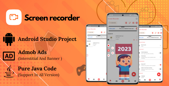 Screen Recorder - GM Screen Recorder - Screen Record, Capture Video App with Admob | Android (Java)